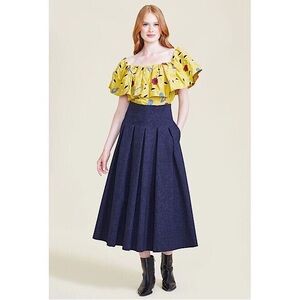 Pearl By Lela Rose Stretch Denim Midi Skirt